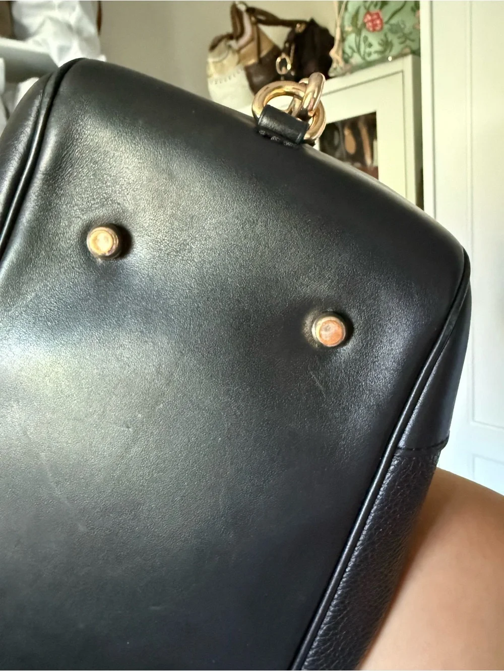 Coach Lane Satchel Black Pebbled Leather Satchel with Gold Hardware